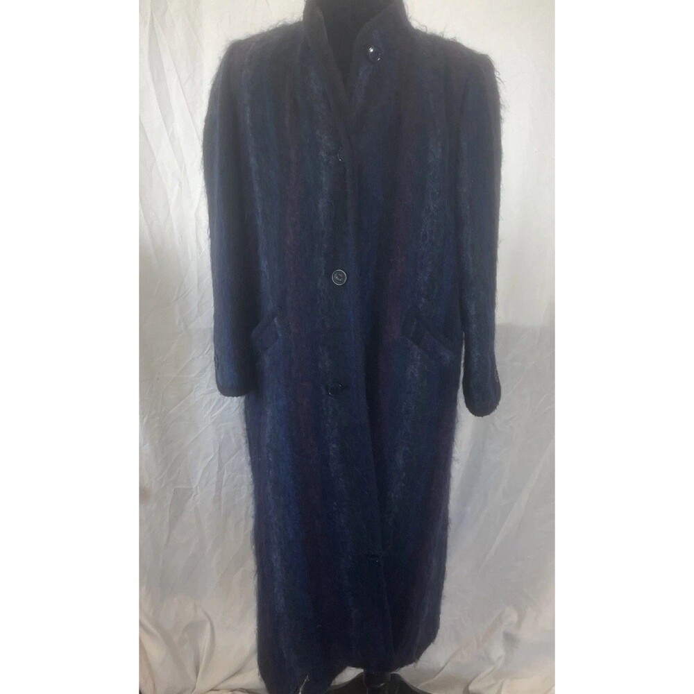 Paul Levy Coat Mohair Blue Indigo Purple Stripe NEEDS REPAIR Vintage